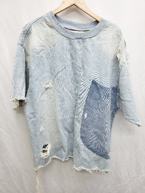 ◇ 半袖 ZARA MAN ザラ マン ダメージ加工 半袖 デニム トップ サイズEUR M USA M MEX 40 ブルー系 メンズ P