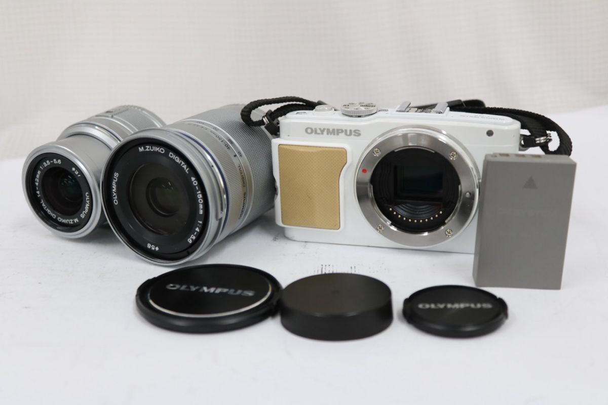 【返品保証】 オリンパス Olympus PEN Lite E-PL6 ホワイト M.ZUIKO 40-150mm 14-42mm e11590