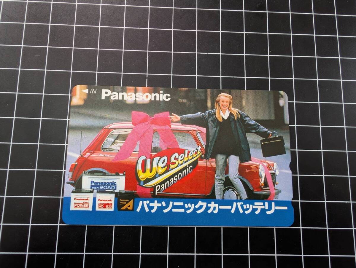 [未使用] パナソニックカーバッテリー 赤ミニクーパー 美人/ブロンズヘアー テレカ50度 テレホンカード 同梱可211