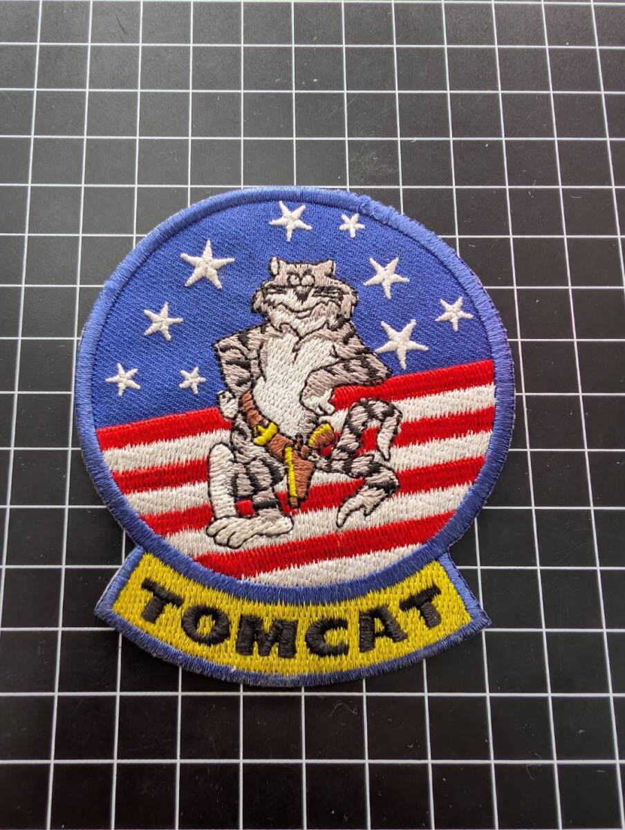 [TOMCAT] トムキャット 星条旗 ミリタリーワッペン 軍物/アメカジ/エアフォース/MA-1/F-14/青/猫/アメリカ空軍/トップガン 同梱可19