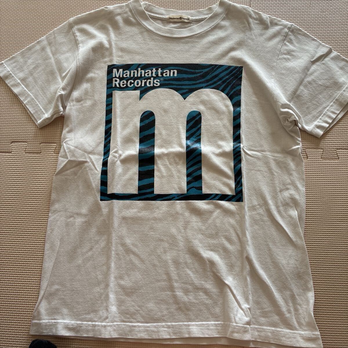 【Manhattan Records】マンハッタンレコード ロゴプリン半袖Tシャツ M程度 ホワイト Manhattan apparel