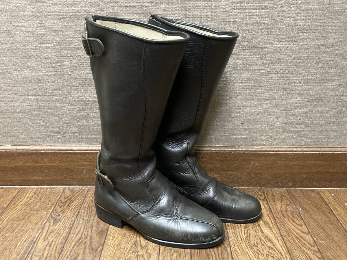 25.0cm 良品 本革 トーヨコ 特攻ブーツ 黒色 黒 ロングブーツ 旧車 昭和 ビンテージ 暴走族 カフェレーサー 族車 東横 25cm 使用極小!!