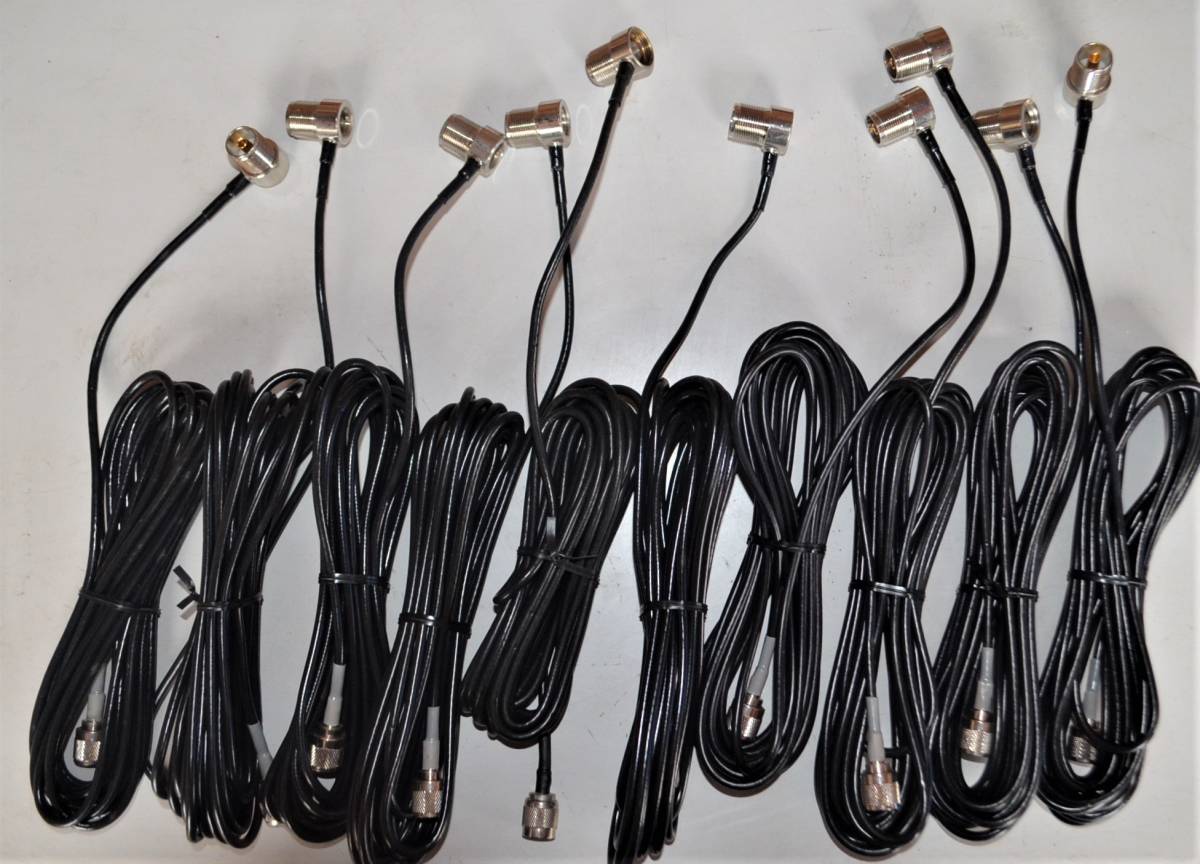 10本セット・新品、訳ありアンテナ・ケーブル・5ｍ・M/TNC型コネクタ－取り付け済
