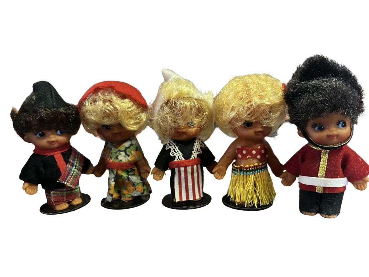 送料込 キューピー人形 QP 民族衣装 世界 ソフビ 昭和レトロ スコットランド フランス オランダ ハワイ イギリス アンティーク　