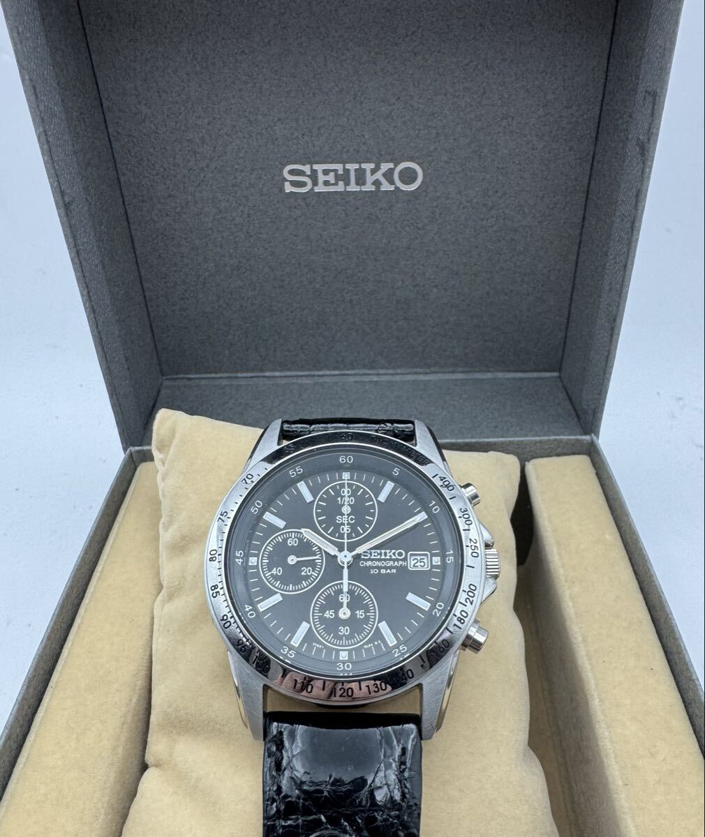 美品 SEIKO セイコー 腕時計 ブラック クロノグラフ クォーツ T92-0DW0 CHRONOGRAPH