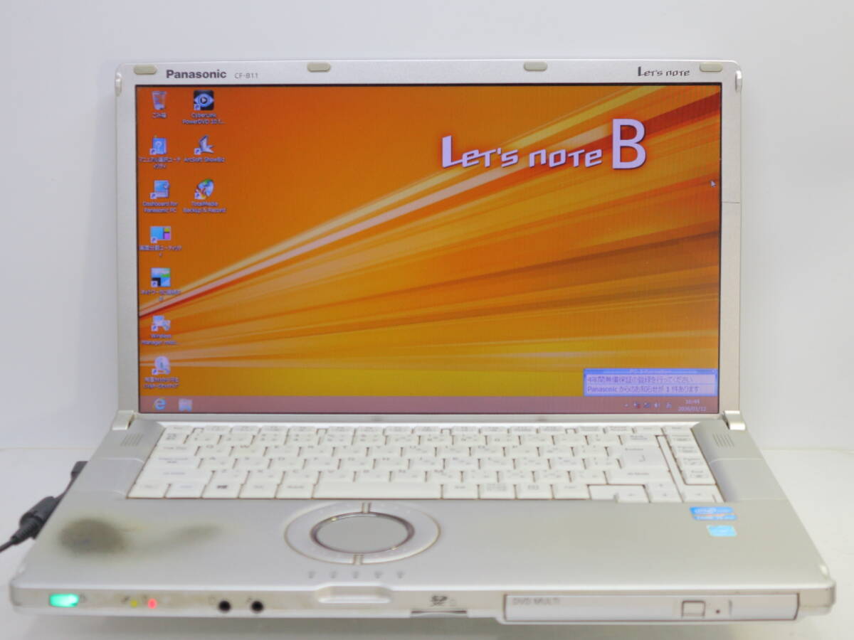 Panasonic Let's note B11 CF-B11LWUCS/Core i5-3320M/8GBメモリ/HDD250GB/DVDマルチ/15.6TFT/バッテリー充電不可/Windows8 Pro #0112