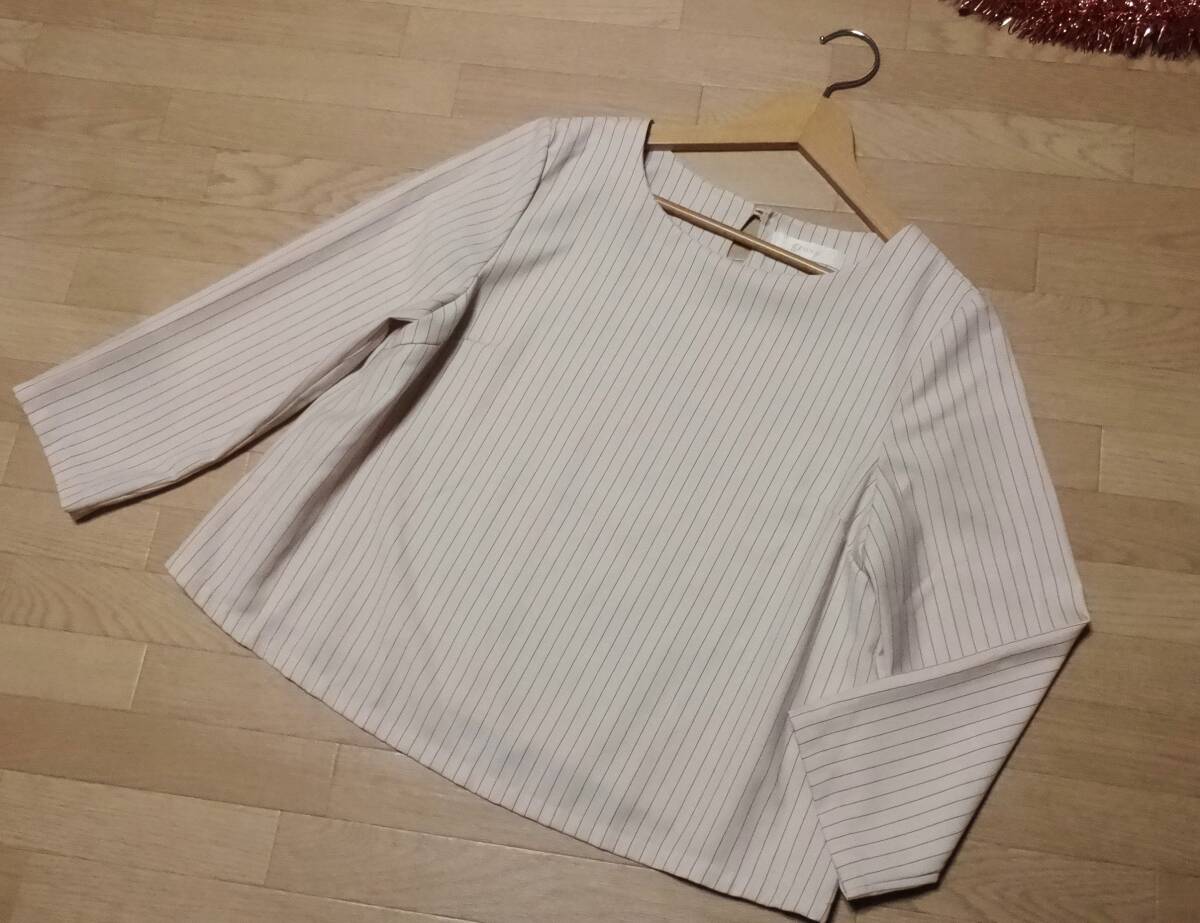 ワールド♪【grove】ベージュ8分袖ブラウスM★新品♪