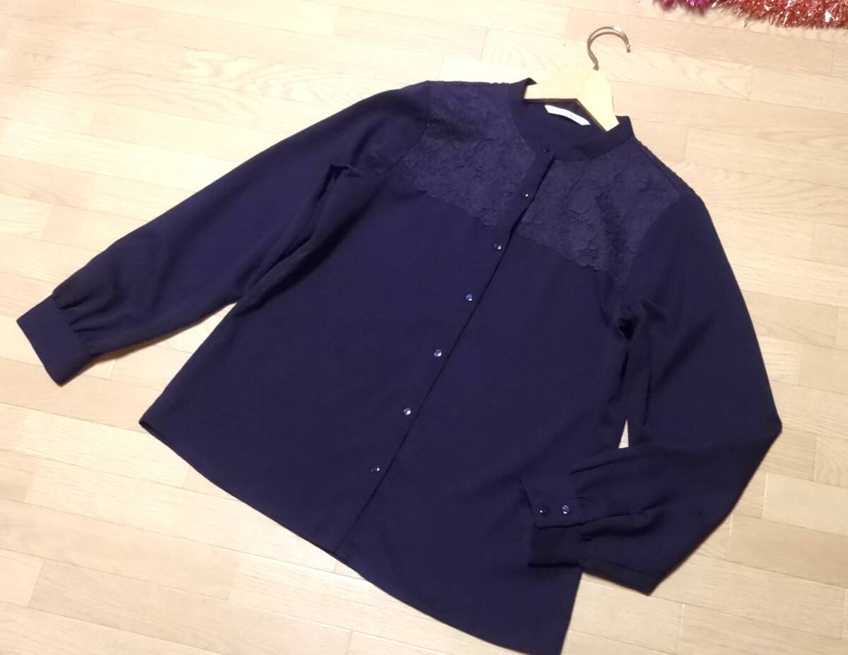 【Te chichi TERRASSE】紺長袖レースシャツF★新品♪
