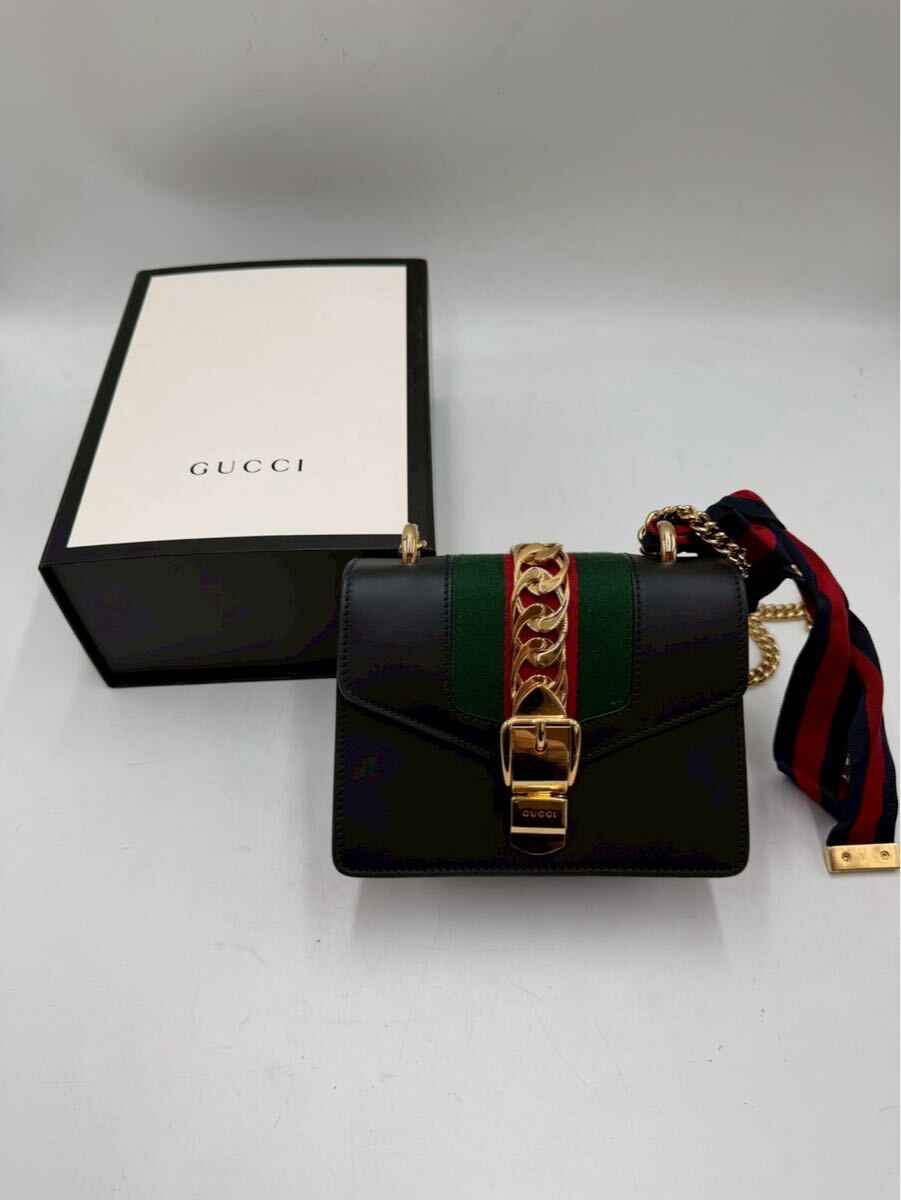 ○ GUCCI グッチ シェリーライン ショルダーバッグ ハンドバッグ シルヴィ ミニ チェーン
