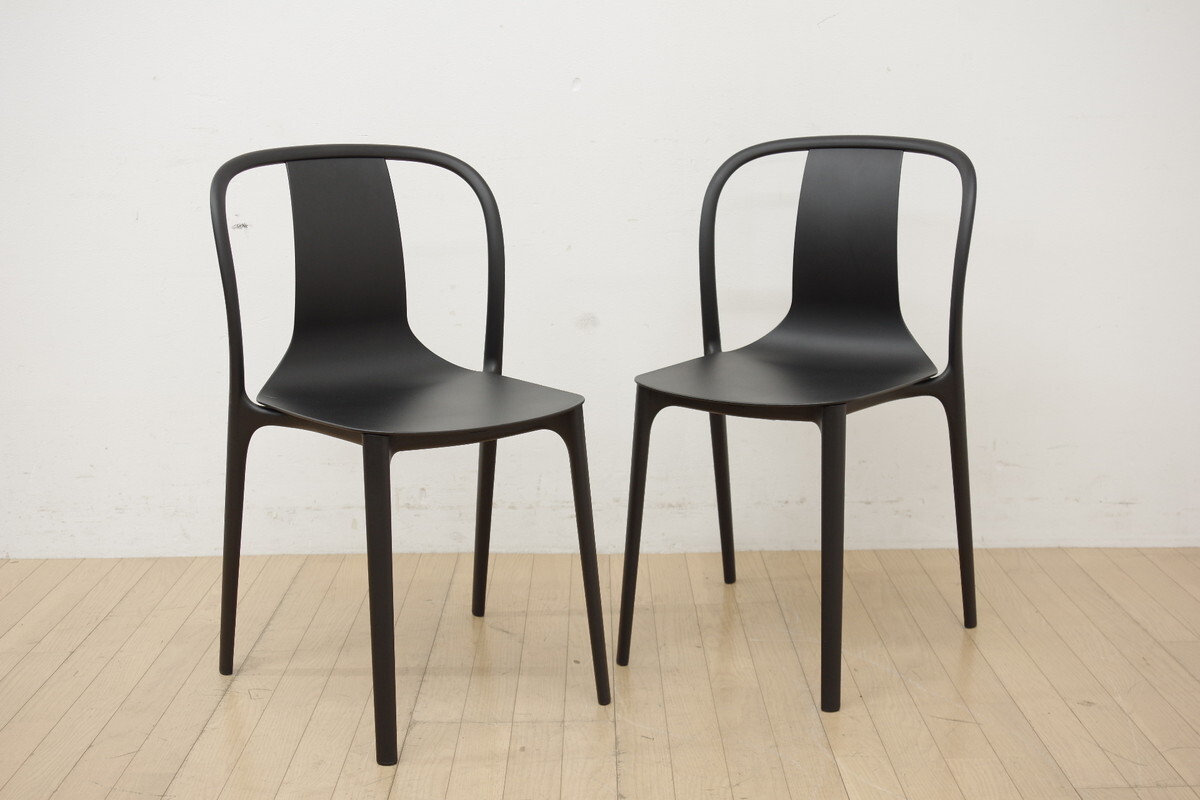 展示品 Vitra ヴィトラ ベルヴィルチェア ダイニングチェア 2脚セット スタッキングチェア ブラック シンプル モダン デザイナーズ (B)