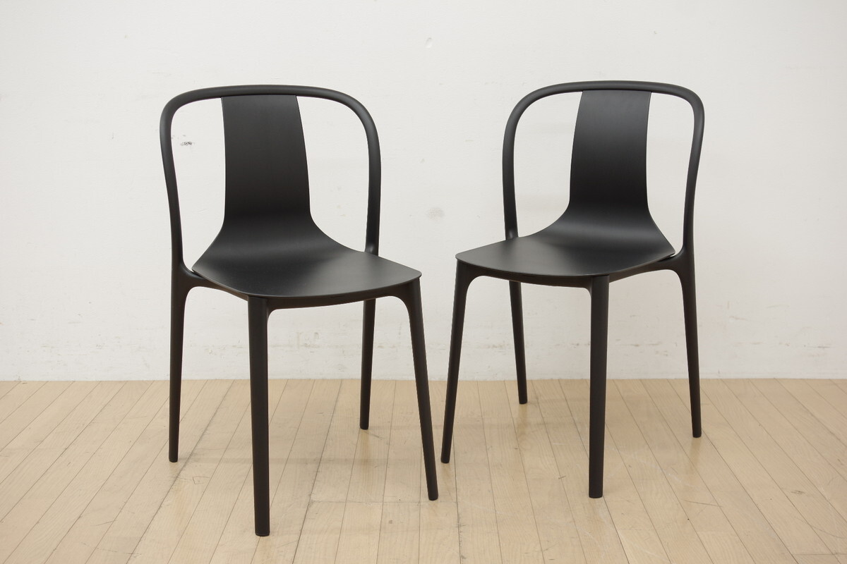 展示品 Vitra ヴィトラ ベルヴィルチェア ダイニングチェア 2脚セット スタッキングチェア ブラック シンプル モダン デザイナーズ (A)