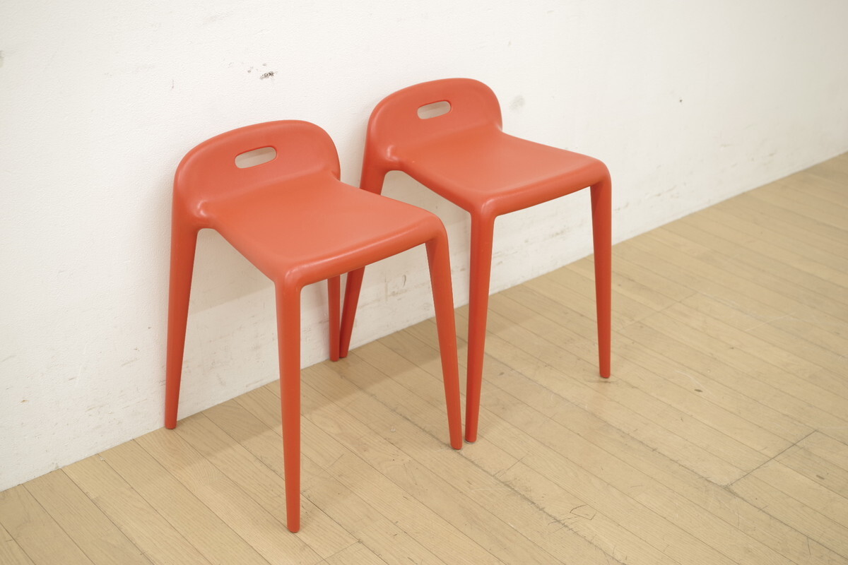 展示品 MAJIS マジス YUYU ユユ スタッキングチェア 2脚セット ステファノ・ジョバンノーニ デザイナーズ オレンジ 椅子 イタリア製