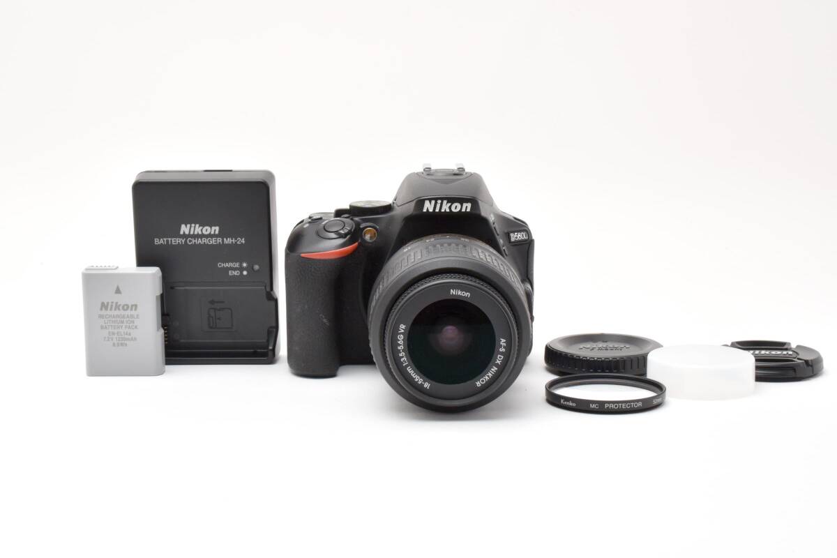 【美品】NIKON D5600デジタル1眼レフカメラ、18-55mmレンズ、バッテリー、充電器セット【動作確認済】#2848690