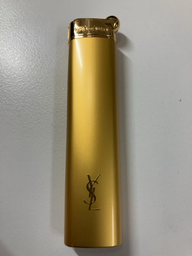 ★イヴサンローラン ライター YVESSAINTLAURENT 専用ガスボンベ付き ゴールドカラー 喫煙具 中古 コレクション 箱有り 