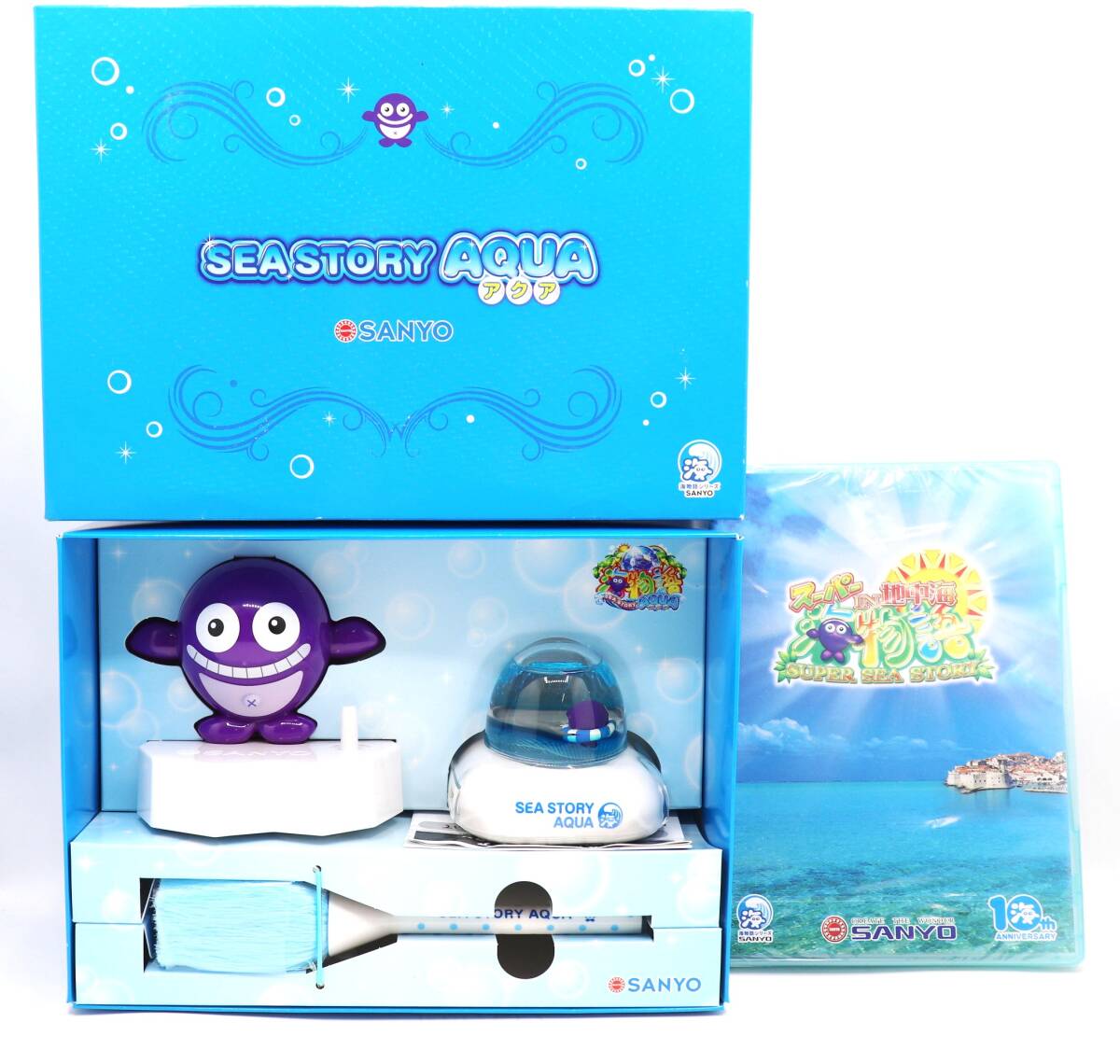 未使用　海物語アクア　AQUA　CR　アクアUSBハブ＆PCブラシ　10周年DVD　クジラッキー　非売品　パチンコ　SANYO　サンヨー