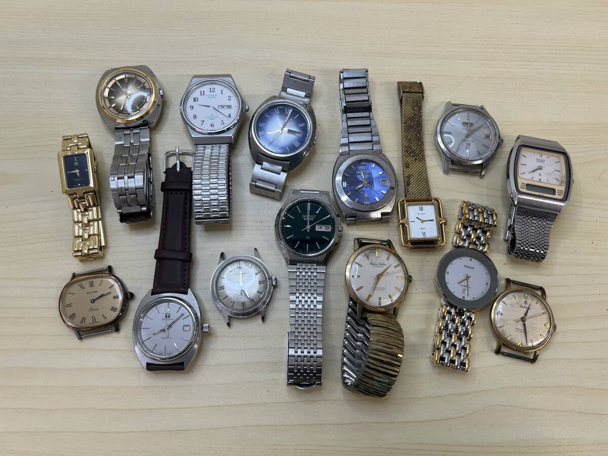 P803☆ジャンク 15点 腕時計 まとめ CITIZEN RADO BULOVA TECHNOS TISSOT ORIENT GIVENCHY など 他 色々 AT QZ 現状渡し 1円〜