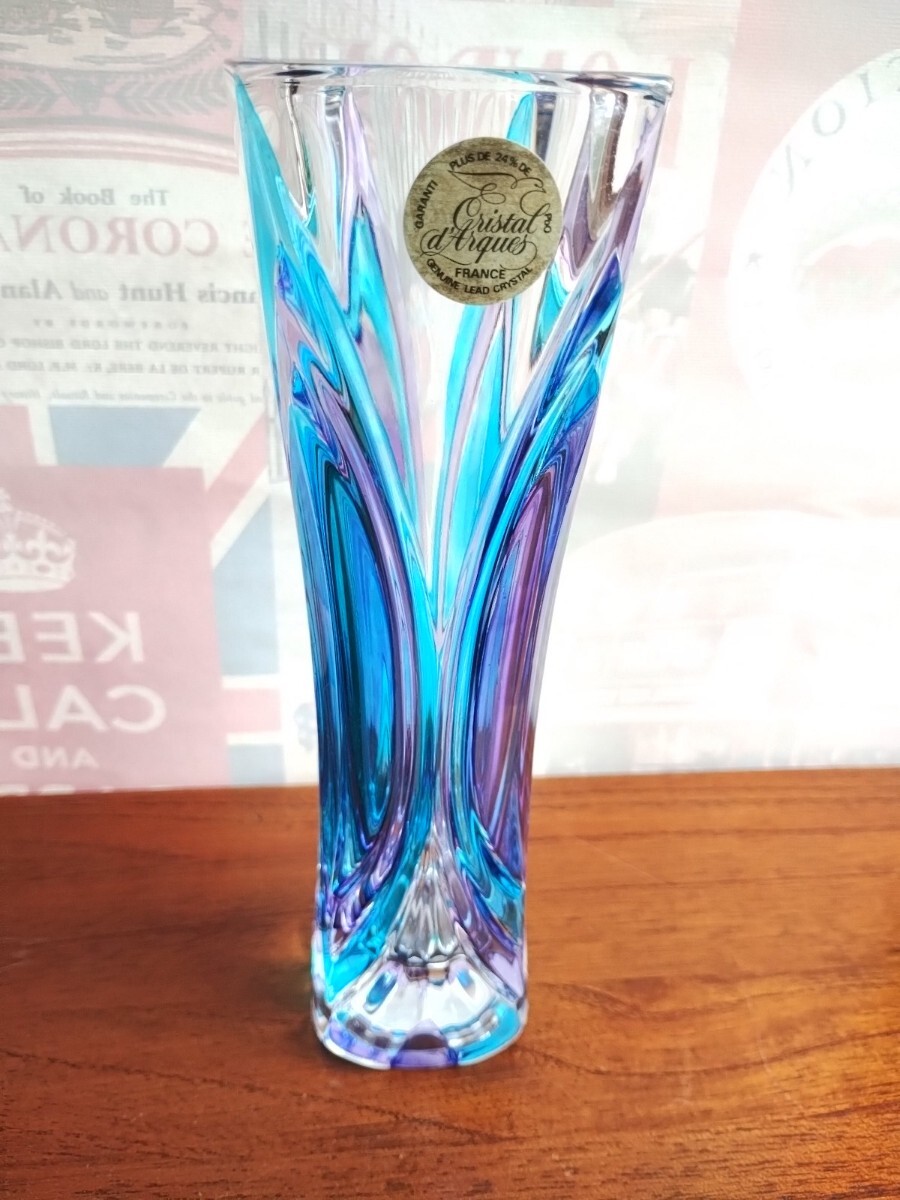 ヴィンテージ フランス 花瓶 フラワーベース 花器 クリスタル・ダルク 花入 レトロ 硝子 Cristal d'Arques France