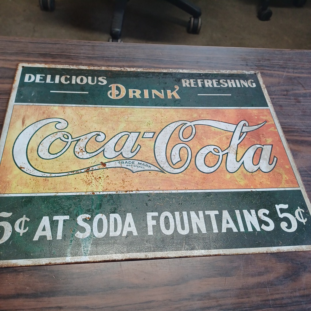 コカ・コーラ ブリキ看板 レトロ ヴィンテージ アメリカン雑貨 5セント