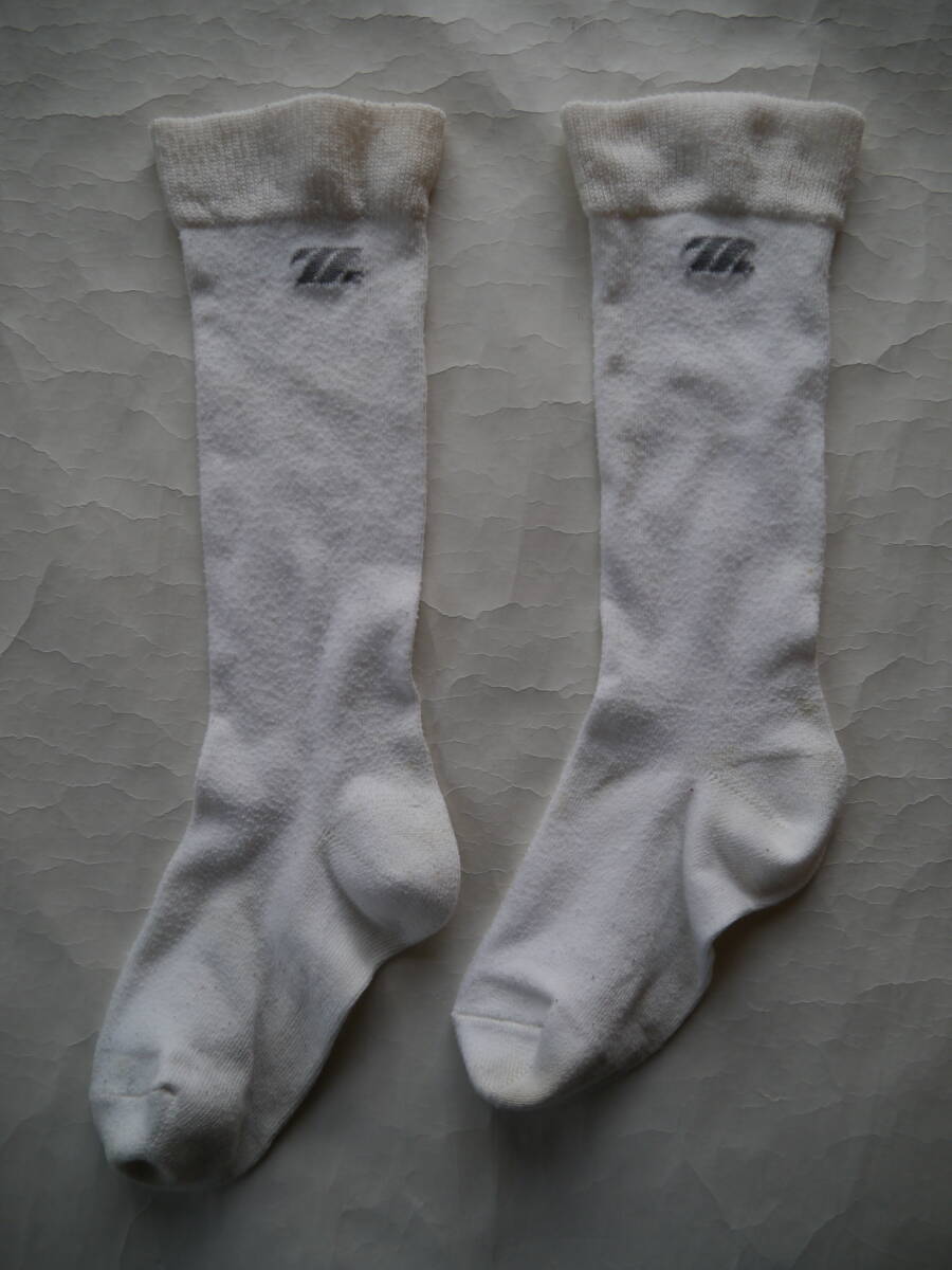 【中古】ゼット[ZETT] 野球ソックス ストッキング 靴下 ホワイトxグレー 24-27cm程度 中学 高校 部活