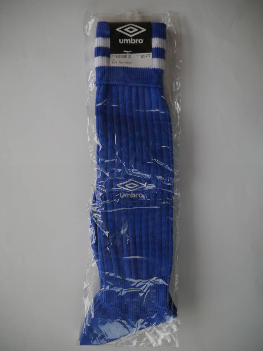 【新品・未使用】アンブロ[umbro] サッカーソックス サッカーストッキング 靴下 ブルーxホワイト 25-27cm UBS8210 日本製 中学 高校 部活