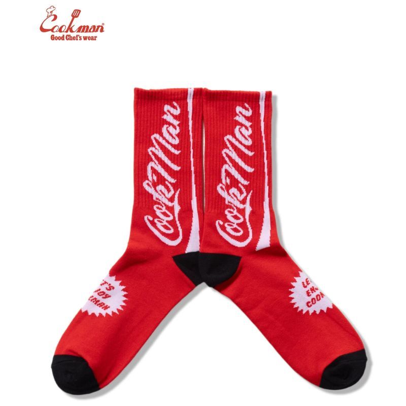 COOKMAN/クックマン　ソックス 　靴下　 Rib Crew Socks　『Soda』レッド　ソーダ