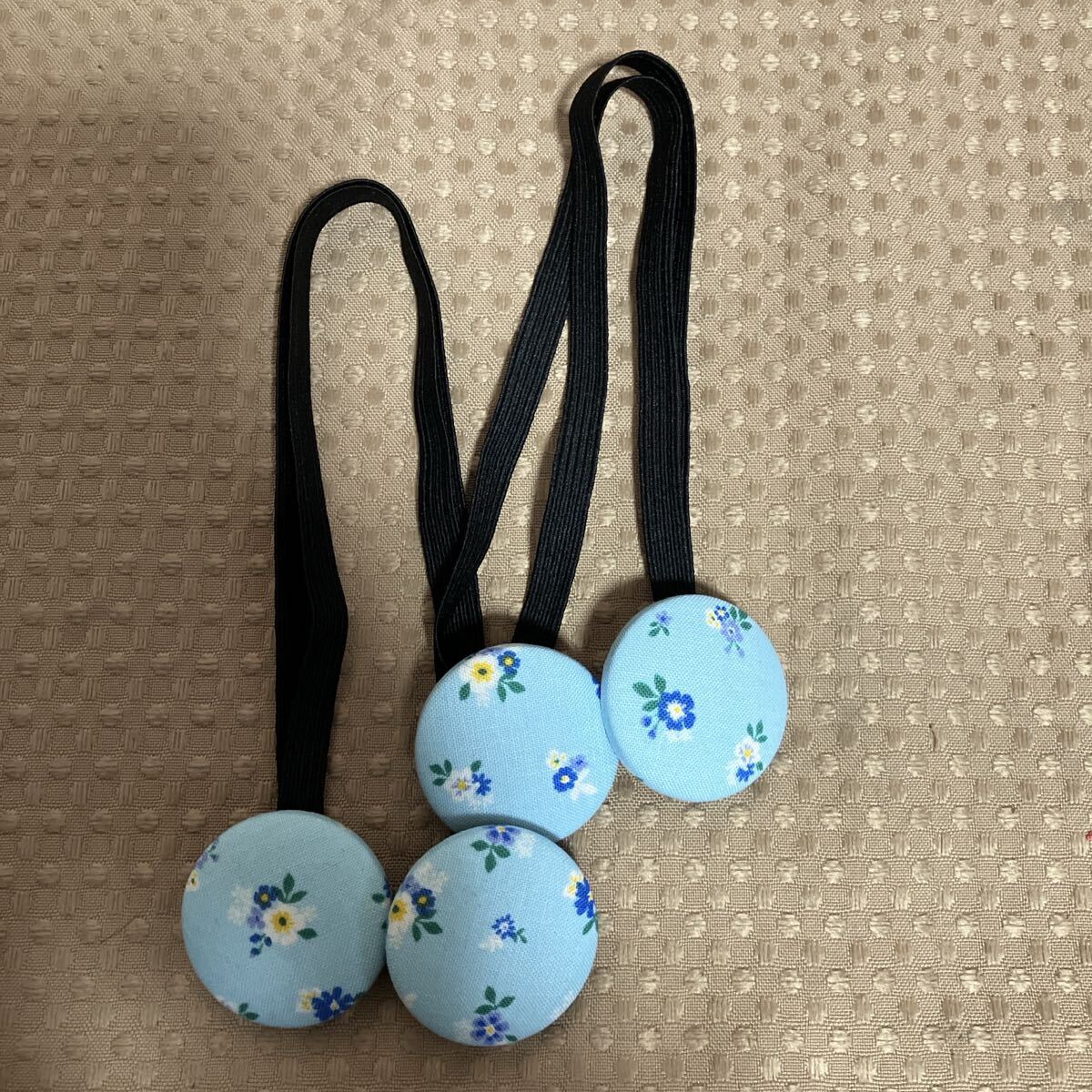 裾ズレ落ち防止バンド　ガウチョ ワイドパンツに ハンドメイド ブルーガーデン柄