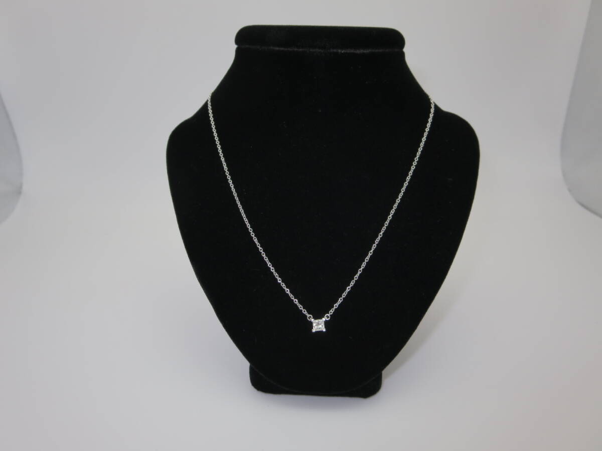 ☆ ティファニー ダイヤ(＊プリンセスカット ＊約0.2ct前後位 ＊シリアル有 ) 約40.5㎝位 約2.4g位 仕上済 中古 ネックレス ☆②T