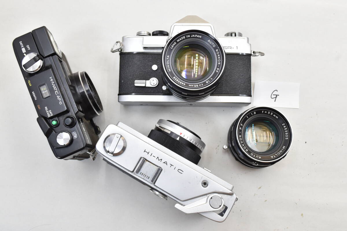 【G】 MINOLTA HI-MATIC AF-D/SR-1 55mmレンズ付き/HI-MATIC フィルムカメラ 光学機器