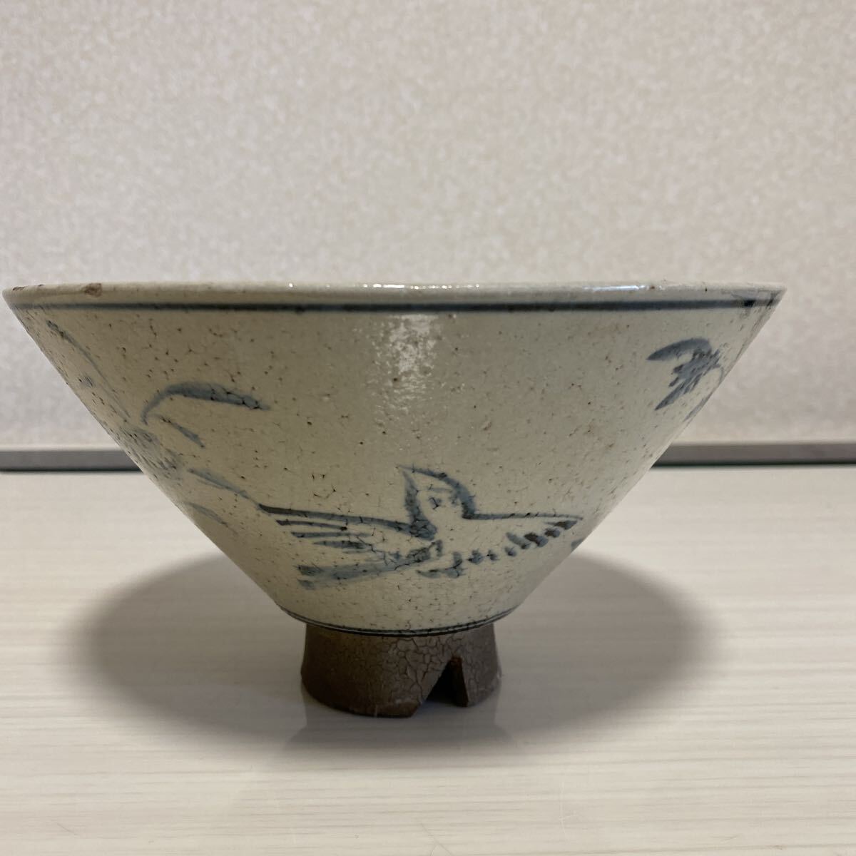 時代物 京焼 清水焼 尾形乾山 乾山 花鳥 漢詩 鉢 高台鉢 茶碗 茶道具 煎茶 作家 在銘 骨董品 古美術品 古陶磁 高さ10cm 直径18.5cw【48】
