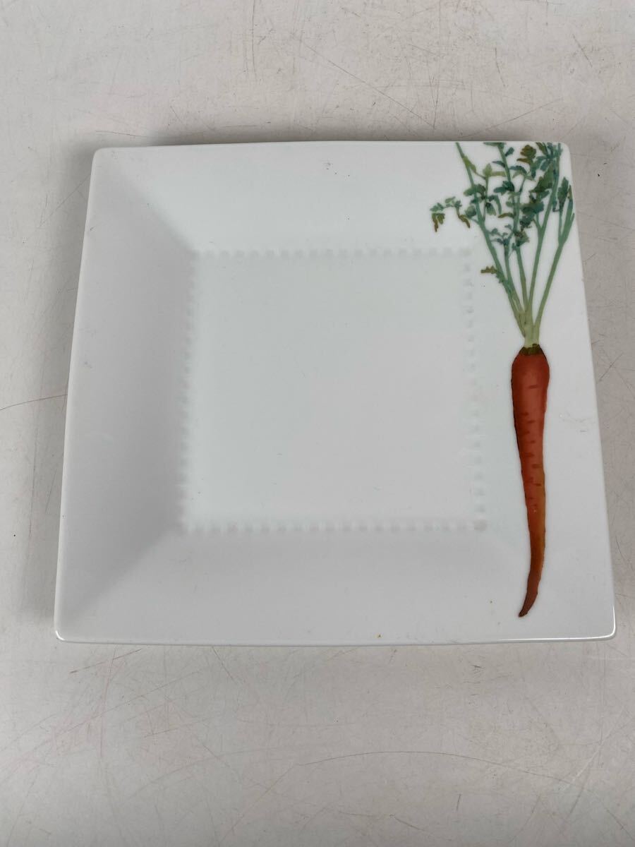 Noritake ノリタケ 京香旬彩 野菜 皿 プレート 陶器 和食器 食器 四方皿 骨董品 古美術品 全長23.3cm【410①】