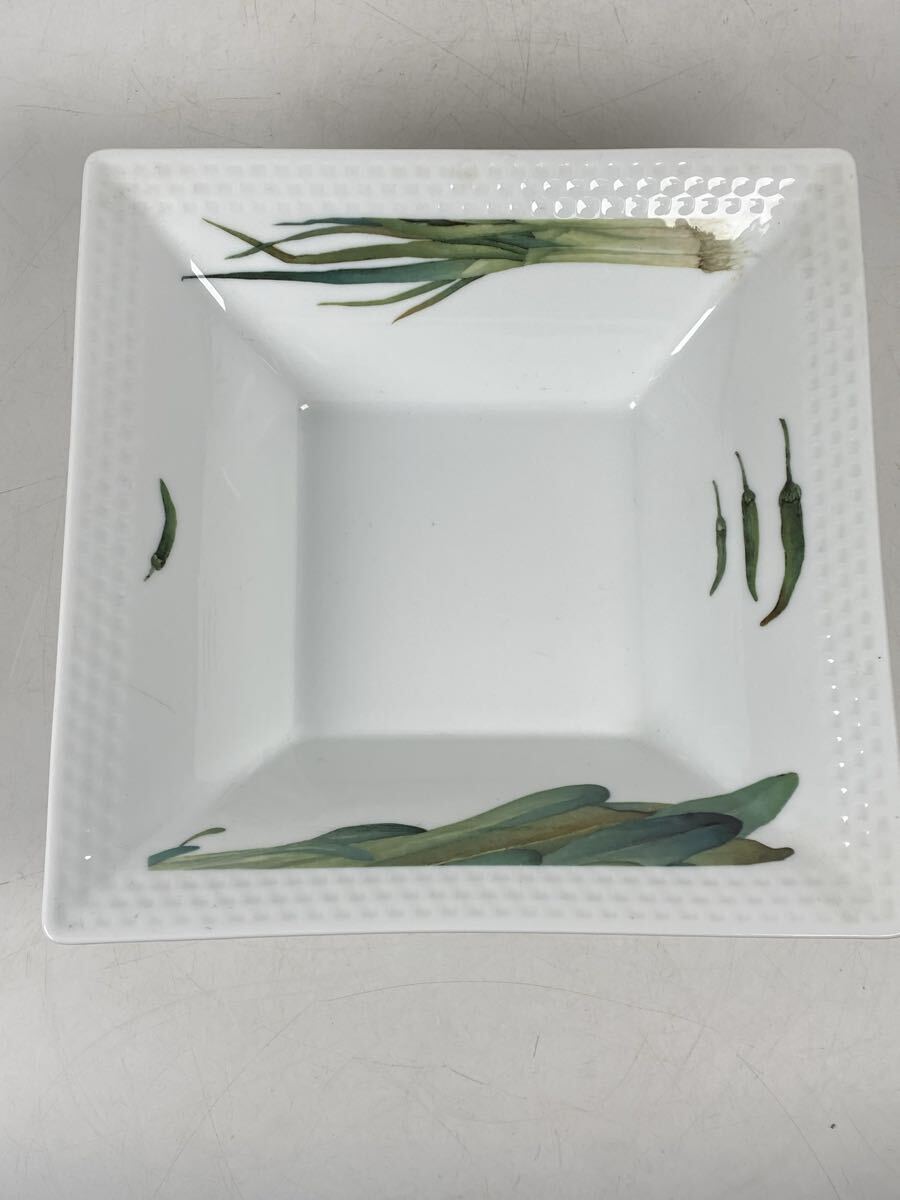 Noritake ノリタケ 京香旬彩 野菜 皿 プレート 陶器 和食器 食器 四方皿 鉢 骨董品 古美術品 横幅23.3cm 高さ7cm【426②】
