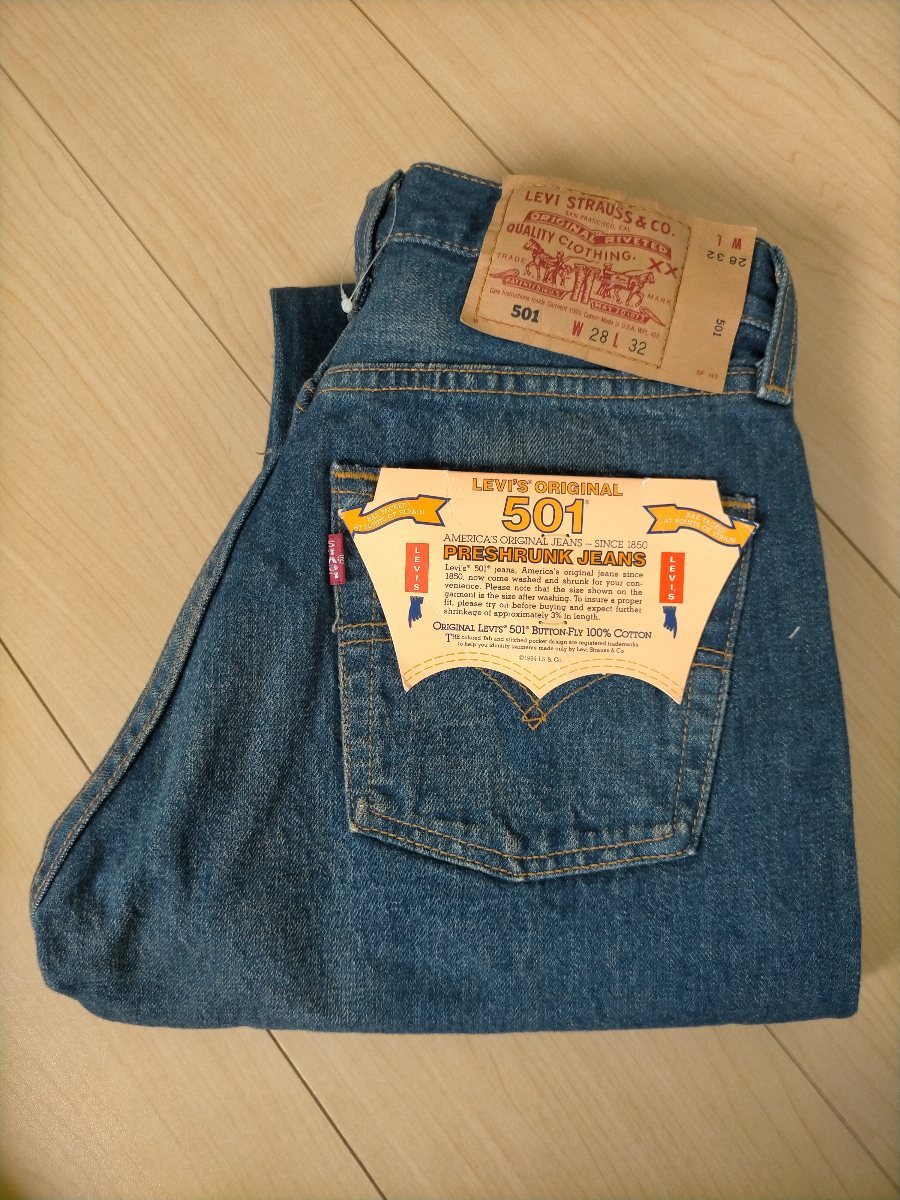 新品 デッドストック 00s USA製 00年 Levi's501 リーバイス501 ユーズド加工 デニムパンツ W28L32 ★ビンテージ505