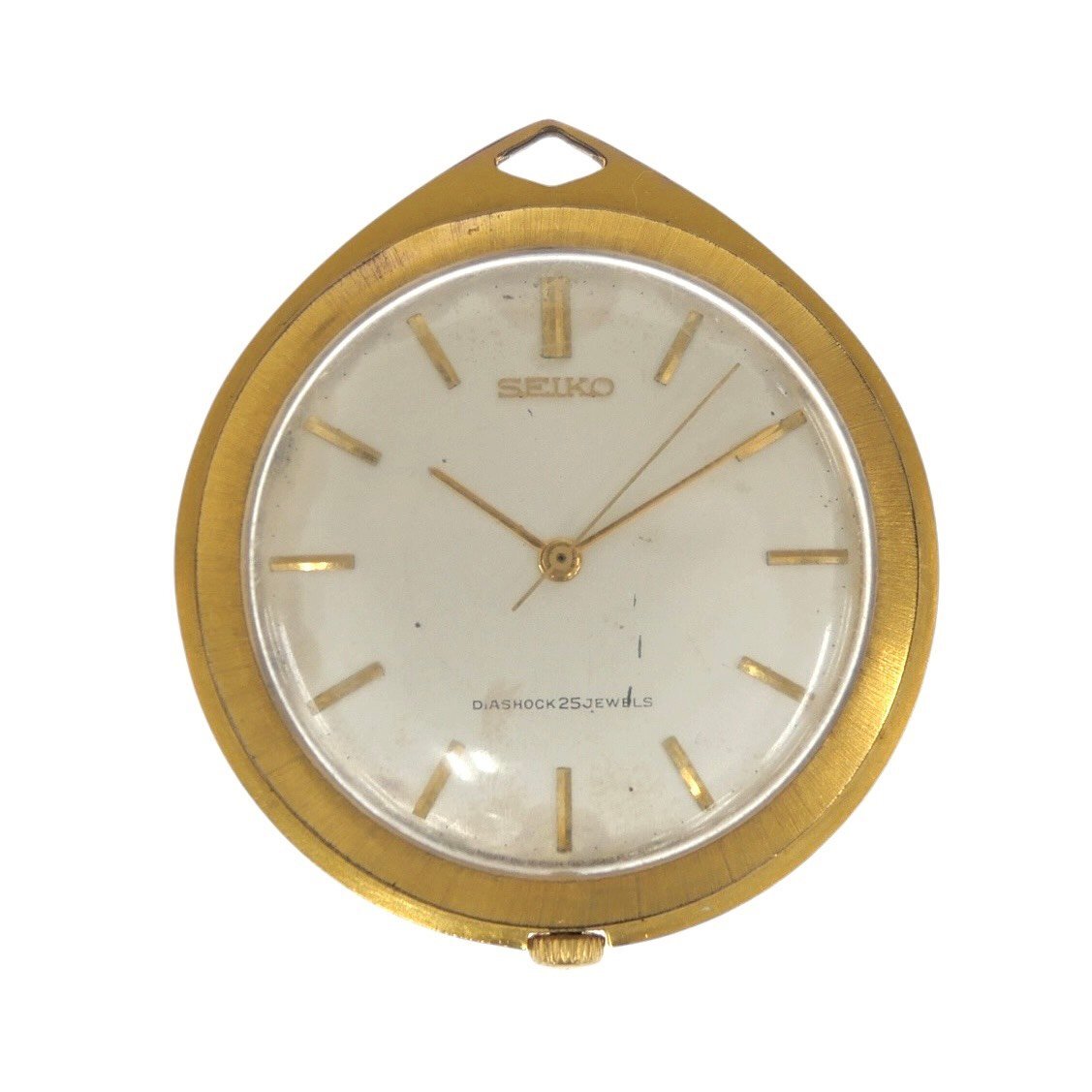 1円スタート 稼働品 SEIKO セイコー 懐中時計 DIASHOCK 25 JEWELS 手巻き 機械式 25石 ラウンド シルバー文字盤 アンティーク レトロ