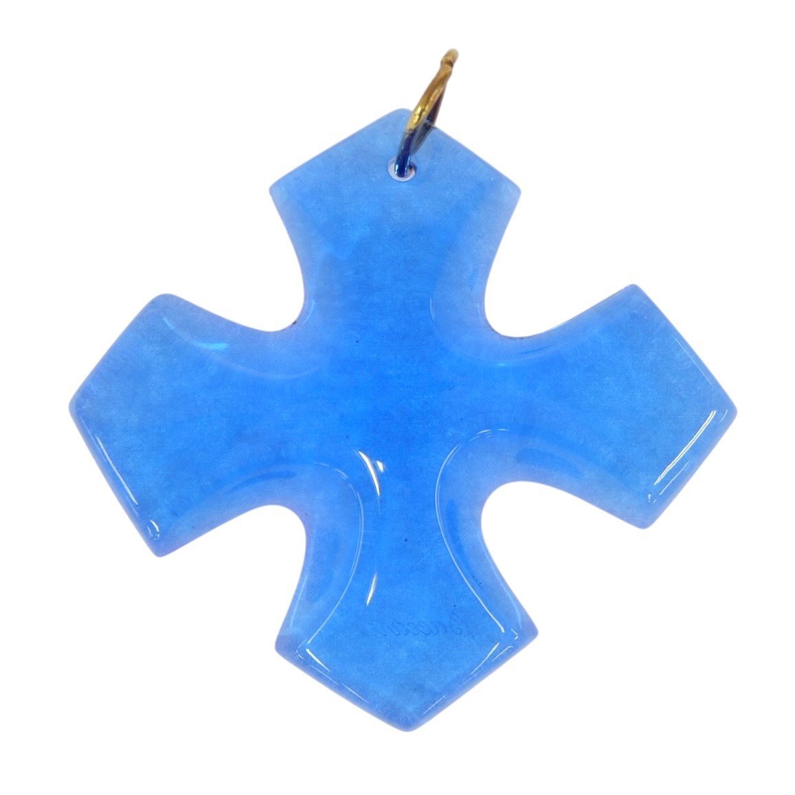 1円スタート Baccarat バカラ オクシタン クロス ペンダントトップ K18 750 ブルーカラー ネックレス アクセサリー レディース メンズ