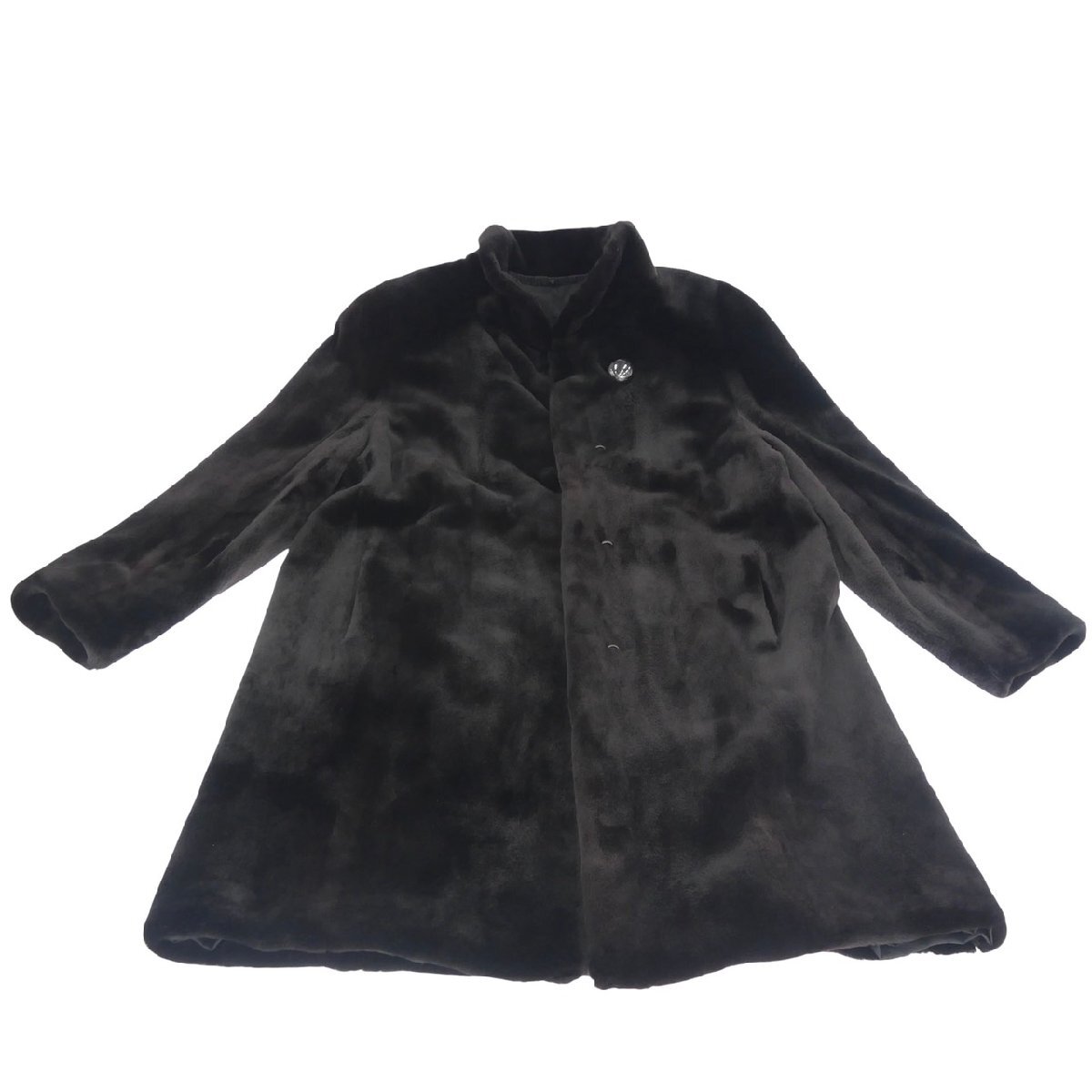 1円スタート THE INTERNATIONAL COLLECTION 毛皮コート ロングコート アウター 防寒着 MINK ミンク リアルファー ブラック 黒 レディース