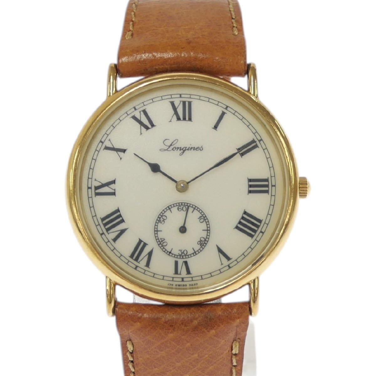 1円スタート 稼働品 LONGINES ロンジン CHARLESTON チャールストン 5237 クォーツ スモセコ ラウンドフェイス 白文字盤 メンズ 腕時計