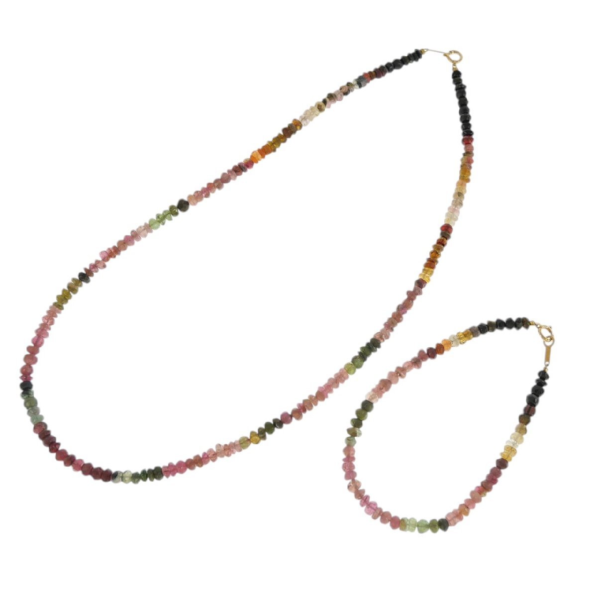 1円スタート 美品 天然ピンクトルマリン ネックレス ブレスレットセット レディース 金具 K18 750 ジュエリー 天然石 NGLソーティング