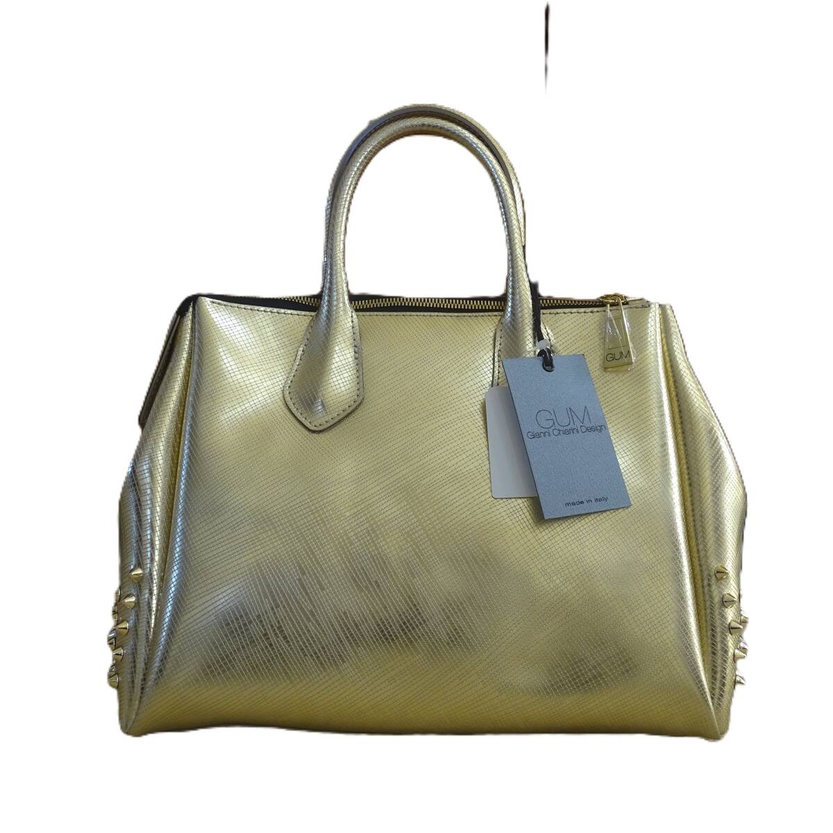 新品・未使用　GUM Gianni Chiarini Design イタリー製　ゴールドカラー　ショルダーストラップ付　ダストカバー　タグ付き　定価27,500円