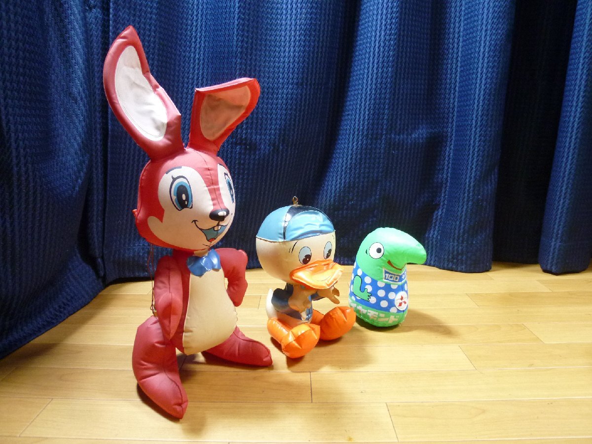 ▲ まとめ売り ビニール人形 3体セット WALT DISNEY MEIWA エスエス製薬 ピョンちゃん 三菱石油 空気ビニール 空ビ 昭和レトロ ▲