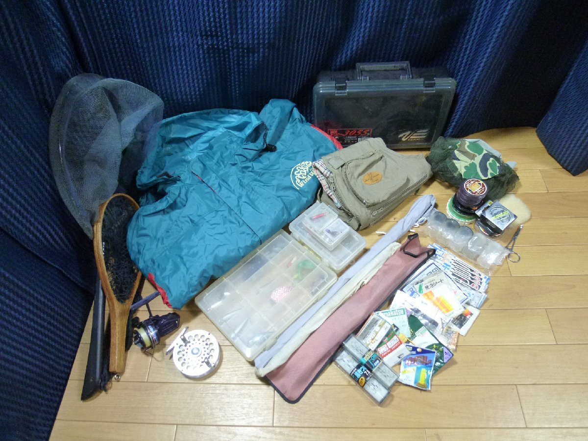 ▲ 川釣り など 釣具セット いろいろ まとめて 針 糸 リール 竿 など ヤマメ アマゴ アユ など 釣り道具 ▲