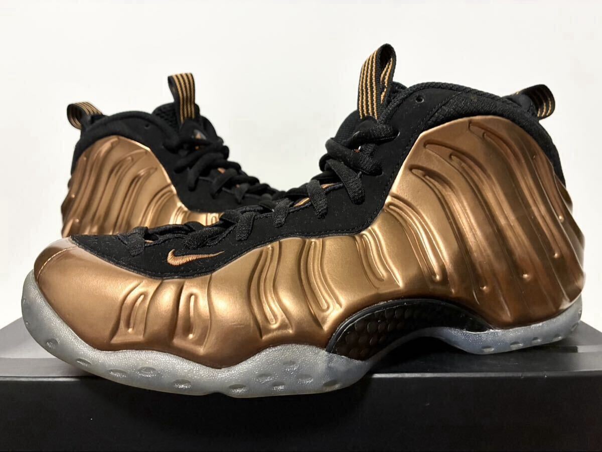 2017 美中古箱付 NIKE AIR FOAMPOSITE ONE BLACK COPPER ナイキ エア フォームポジット ワン ブラック コッパー 27cm US9 314996-007 