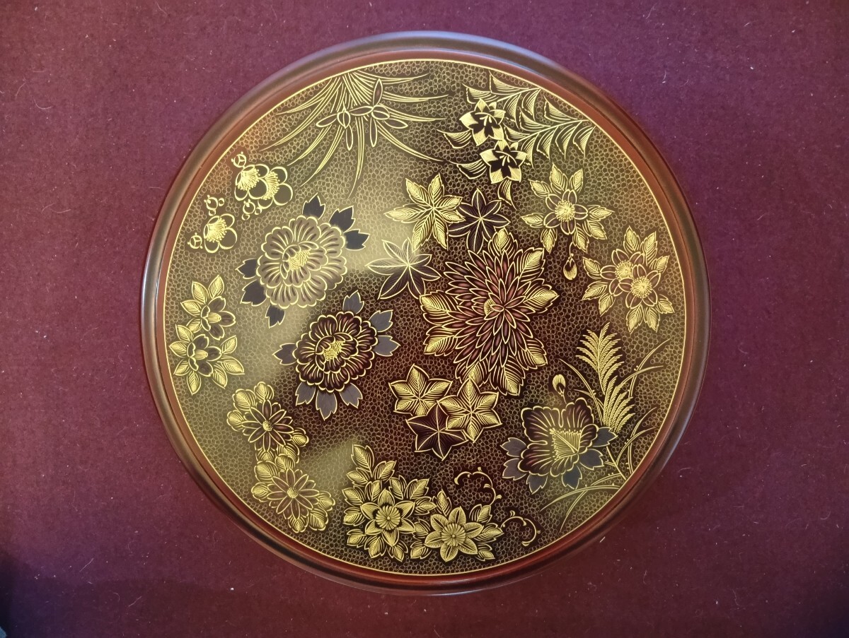 輪島塗茶櫃　茶托セット　茶箱　茶盆　沈金　蒔絵　漆塗　職人技　最高級茶盆　伝統工芸品　約40年前　入手不可　◆美術品商墨硯齋◆