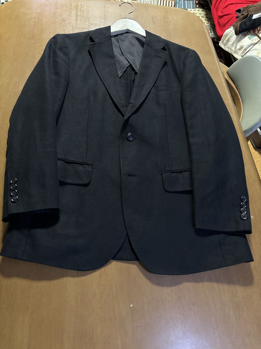 UNIQLO ㈱ユニクロ　　綿リネン混紡　黒/テーラードジャケット