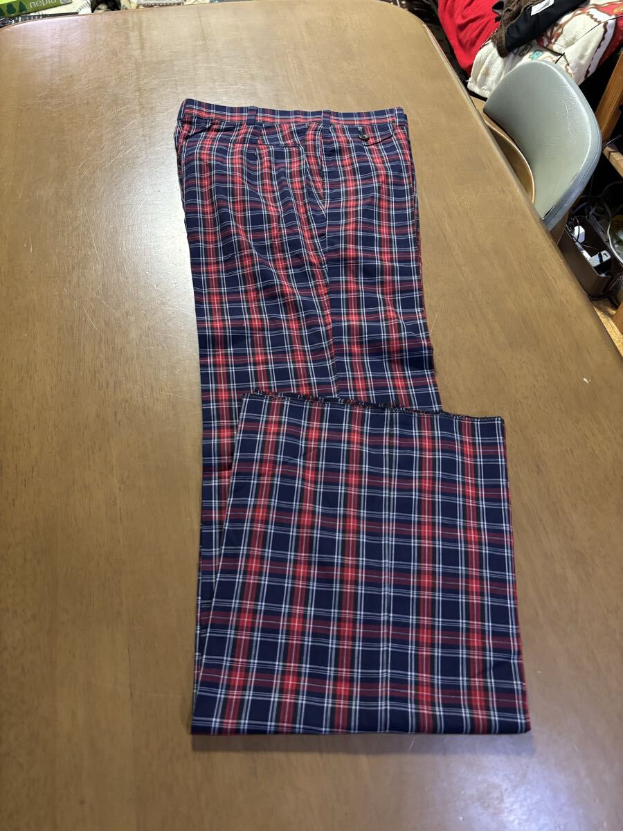 オリジナル　㈱オンワード樫山日本製　サイズ79　綿ポリエステル混紡　紺赤白タータンチェック/トラウザーズ