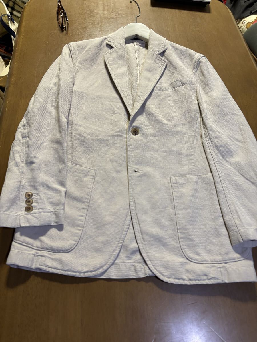 LANDS'END 日本ランズエンド㈱　サイズAB4　綿リネン混紡　アイボリーホワイト/アンコンジャケット