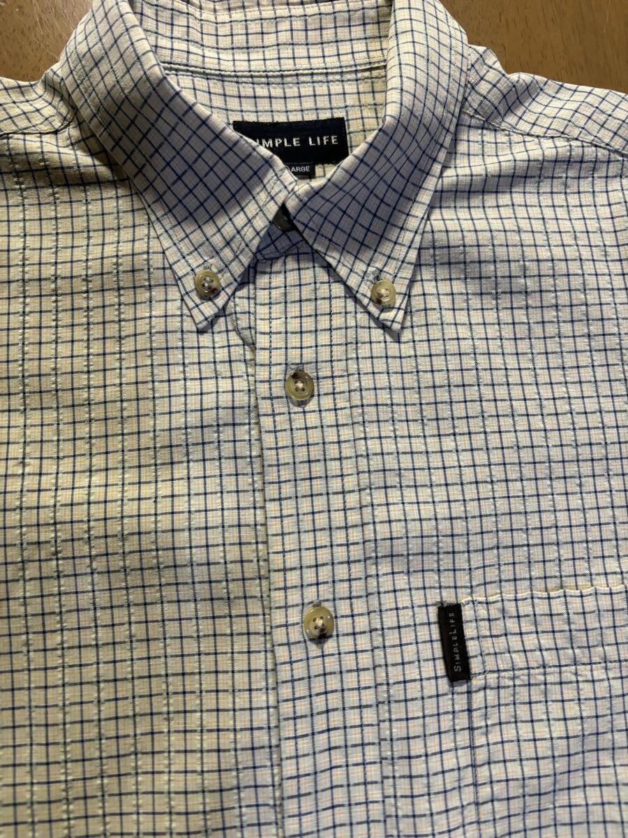 SIMPLE LIFE　㈱レナウン　綿100％シアサッカー　ベージュ緑黄土紺タッタソールB.D