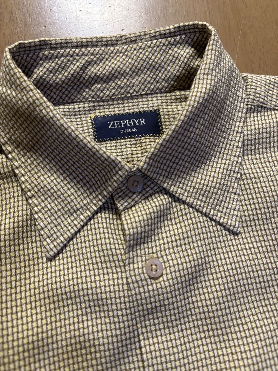 ZEPHYR　㈱ダーバン日本製　綿100％　生成りベージュ焦げ茶ジャガード/レギュラー