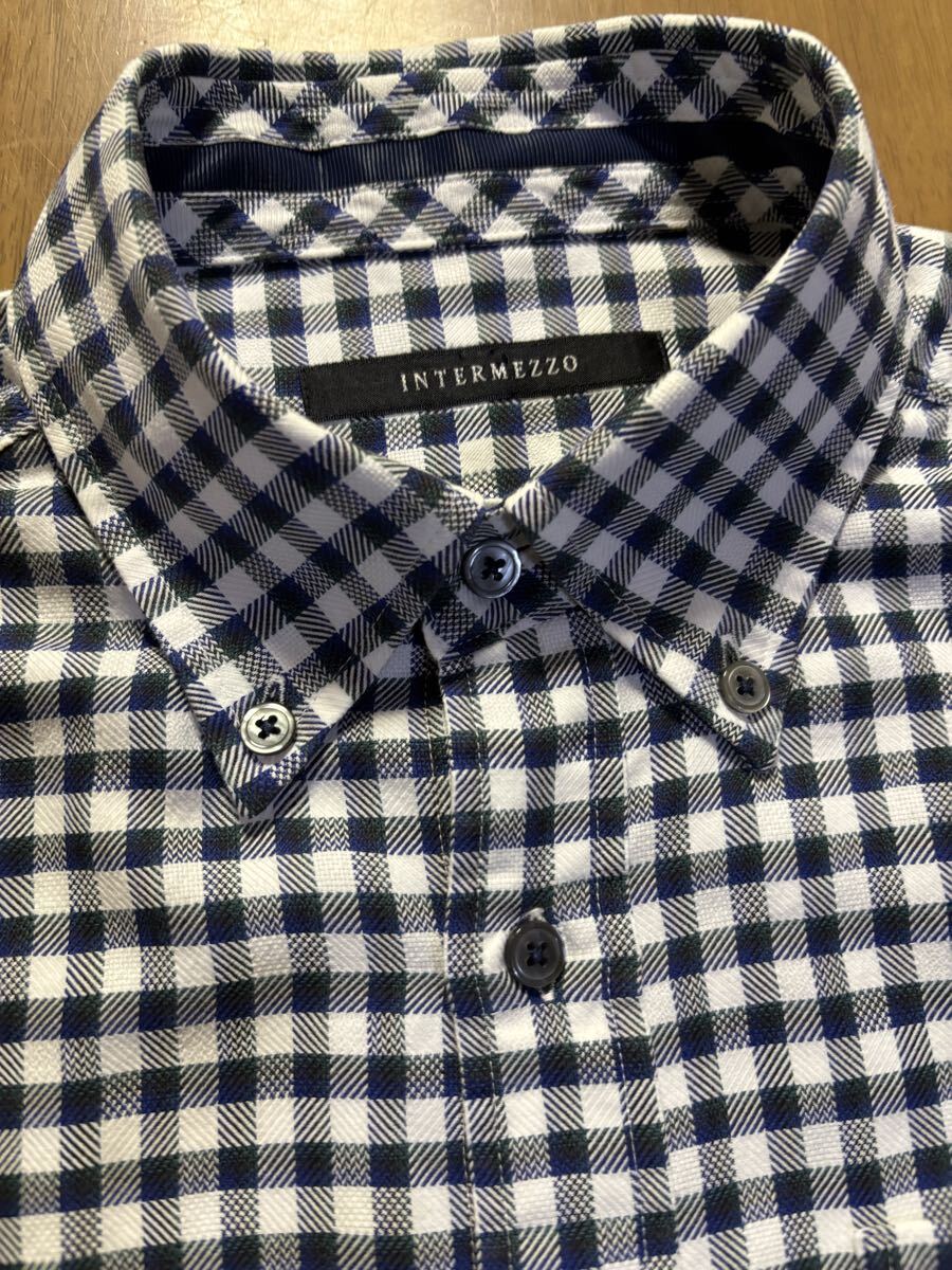 INTERMEZZO　㈱レナウン日本製　綿100％　白紺ギンガムチェックB.D