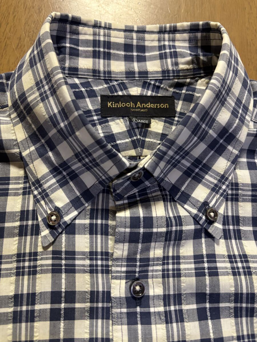 Kinlock Anderson　㈱レナウン日本製　綿100％ドビークロス　白紺灰格子B.D