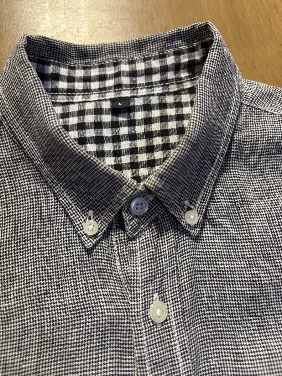 無印良品　㈱良品計画　麻100％　黒白/千鳥格子ショートポイントB.D